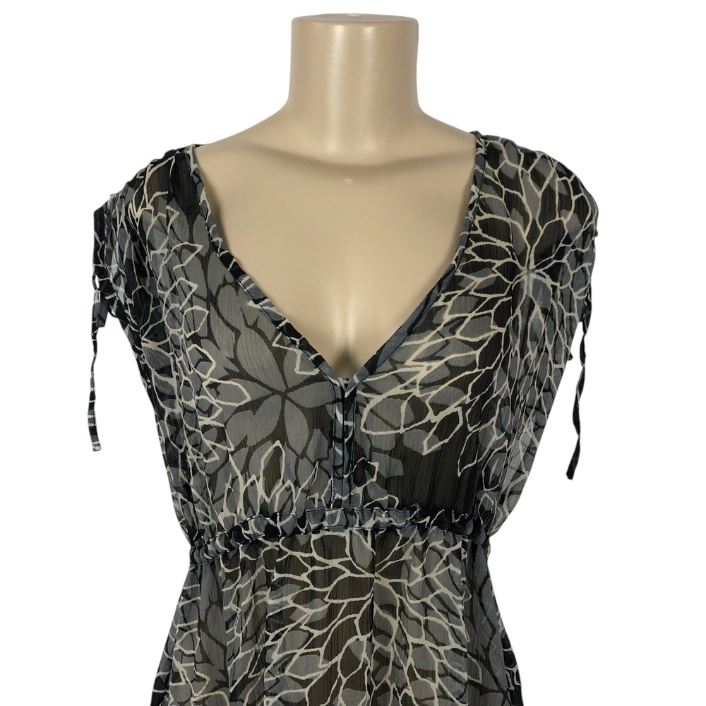 St Johns Bay Sheer Floral Print Bikini Swimsuit Cover Up Dress Size M Beach Boho - Picture 2 of 9